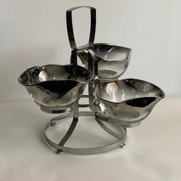 Mid Century Silver Rim Fade Serving Dish. Vintage. - Picture 1 of 7